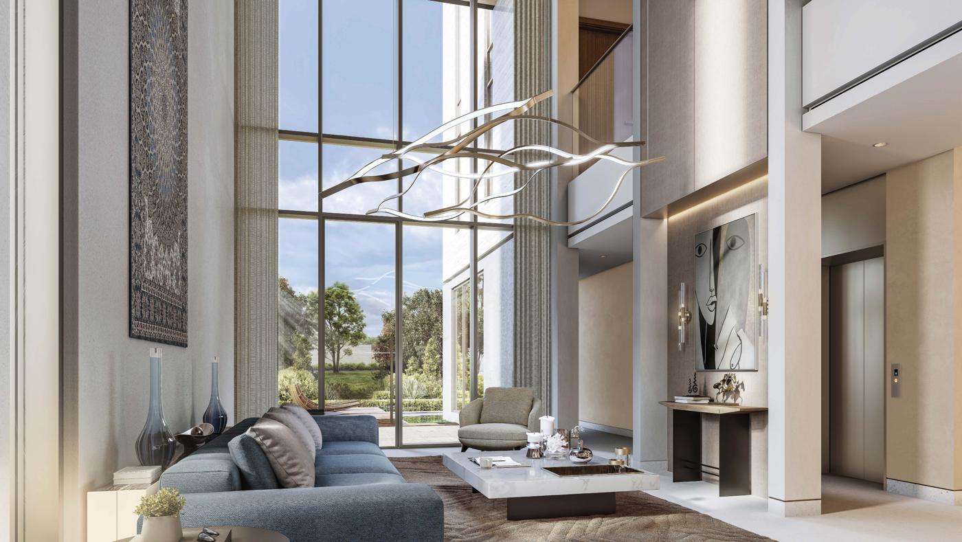 Double-height living room, about 5.8 m